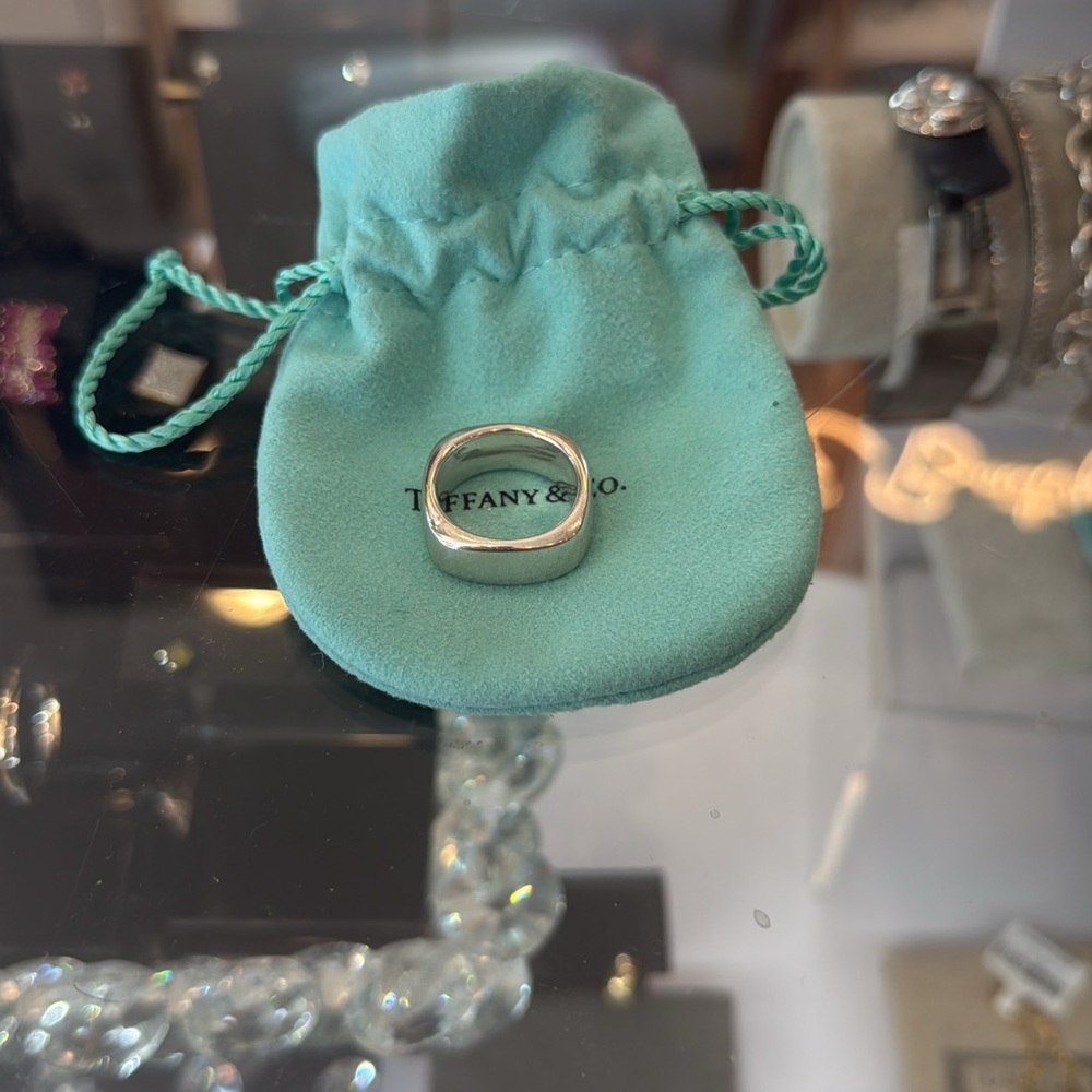 Tiffany & Co. Square Silver Cushing Ring